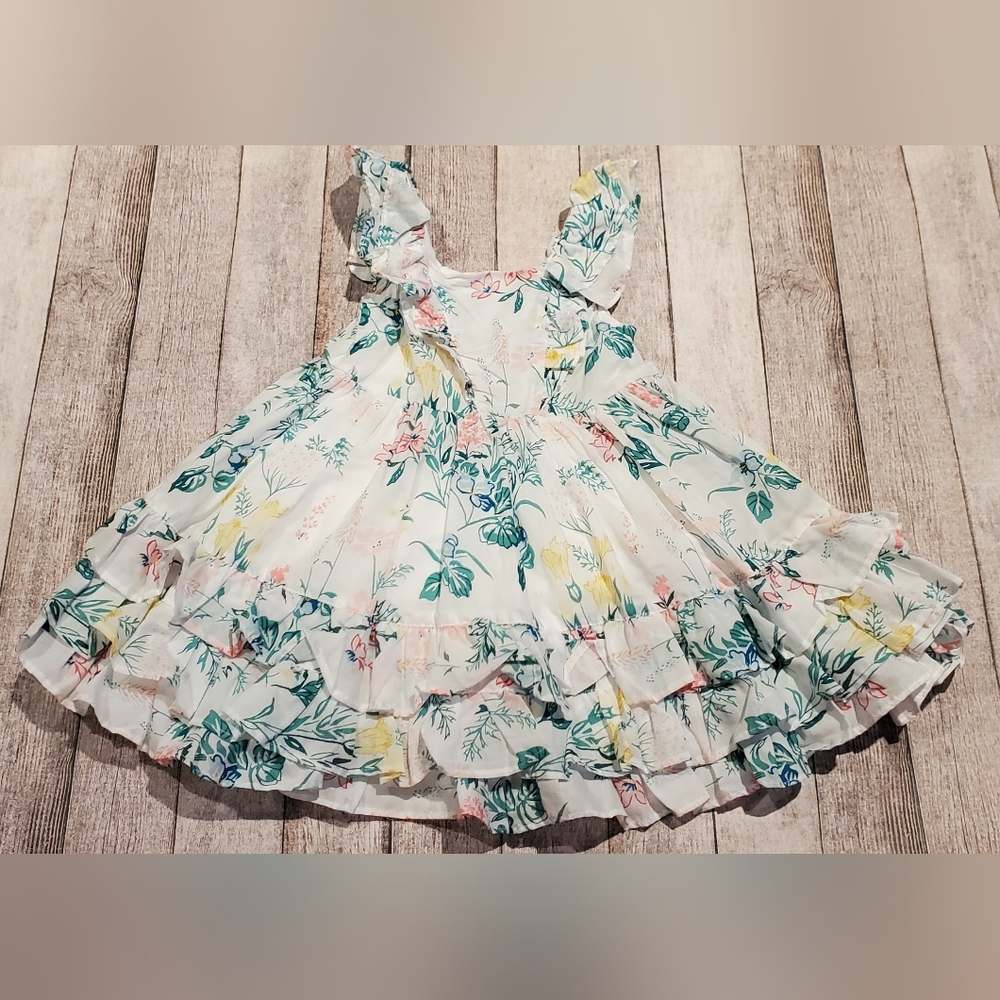 Janie & Jack Easter Bouquet Floral Ruffle Dress Baby Girls Size 6-12 Months NWOT